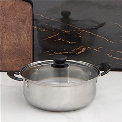 УЦЕНКА Кастрюля Promo, 2.3 л, d=22 см, с крышкой, нержавеющая сталь, серебристая