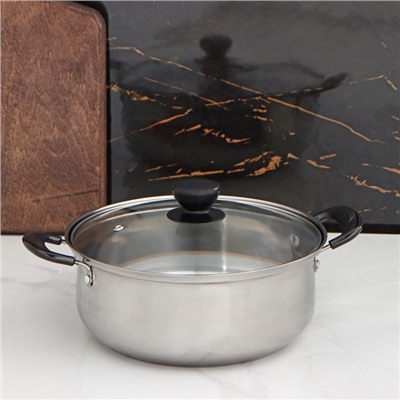 УЦЕНКА Кастрюля Promo, 2.3 л, d=22 см, с крышкой, нержавеющая сталь, серебристая