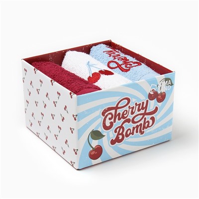 Салфетки махровые «Этель» Cherry, 3 шт., 30×30 см, хлопок 100%