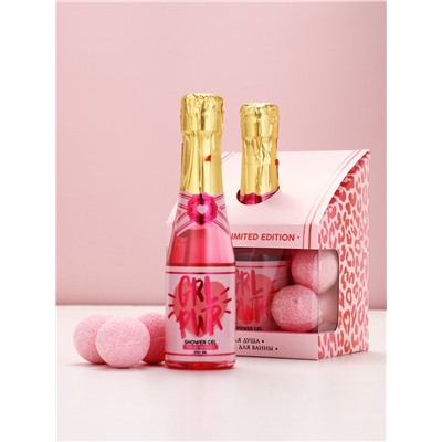 Подарочный набор GRL, гель для душа шампанское и бомбочки для ванны, Чистое Счастье