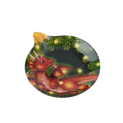 Блюдо стеклянное сервировочное Доляна «Ёлочная игрушка. Дракоша», 18.2×15.5 см