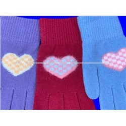 Перчатки подростковые для девочек с начесом «Сердечко» арт. 0832