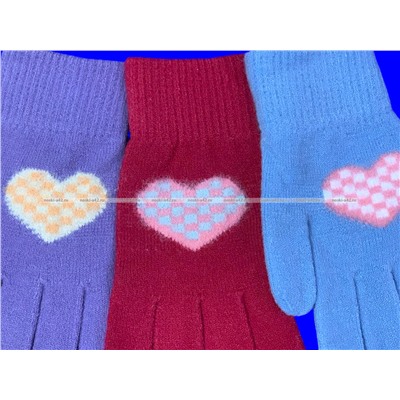 Перчатки подростковые для девочек с начесом «Сердечко» арт. 0832