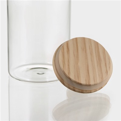 Банка для сыпучих Bella Tenero «Эко», 1.4 л, 10×25.5 см, с бамбуковой крышкой, стекло, прозрачная