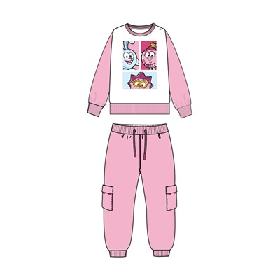 Комплект детский трикотажный для девочек: толстовка, брюки