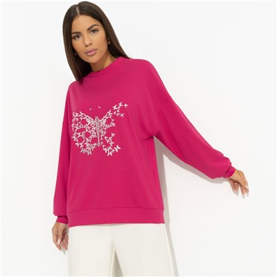 Свитшот в рубчик с вышивкой, Профессия – красавица