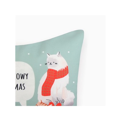 Наволочка декоративная новогодняя «Этель. Meow X-mas» 40×40 см, велюр