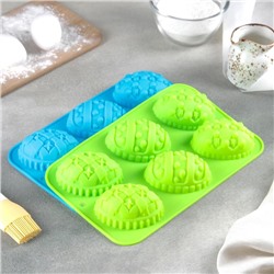 Форма силиконовая для выпечки Доляна «Пасхальные яйца», 27×16.5 см, 6 ячеек (8.8×6 см), цвет МИКС