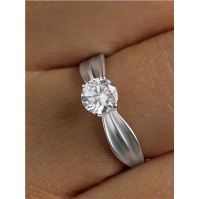 Кольцо из серебра с фианитом родированное 925 пробы S1180111010р