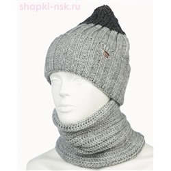 18-73-L Комплект для мальчика флис (колпак+снуд) (52-54)