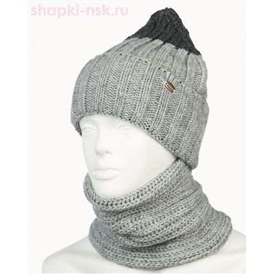 18-73-L Комплект для мальчика флис (колпак+снуд) (52-54)