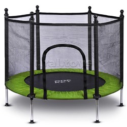Батут ROCKET, d=140, внешняя сетка высотой 88 см., общая высота 122 см. черный с салатовым