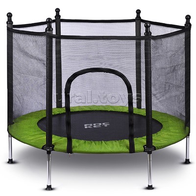 Батут ROCKET, d=140, внешняя сетка высотой 88 см., общая высота 122 см. черный с салатовым
