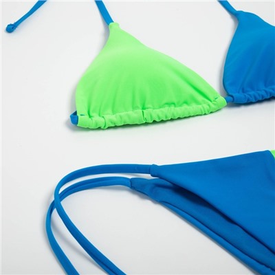 Купальник раздельный на завязках женский MINAKU, синий, зелёный, размер 44