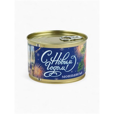 Подарочный набор новогодний в железной банке «С Новым годом»: монпансье 100 г, чай чёрный 50 г, варенье 30 г, открытка