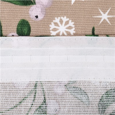 Комплект штор для кухни с подхватами «Доляна» Frosty berries, 2 шт., бежевые, 150×180 см