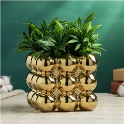 Декоративное кашпо для цветов «Люмьер», 1.1 л, 13×13 см, керамика, золотистое