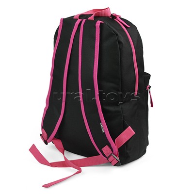 Рюкзак "Black" подростковый 40x29x17 см (14 л) 250 г, 1 отделение на молнии, 1 передний карман, черный с розовым