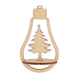 Деревянная заготовка из фанеры подвеска объемная "Лампочка" 6х10 см елочка КЛ-45 "Mr. Carving"