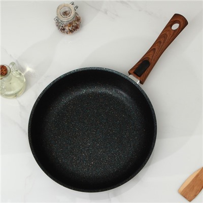 Сковорода KUKMARA Granit ultra blue, d=28 см, съёмная ручка, антипригарное покрытие, алюминий, чёрная