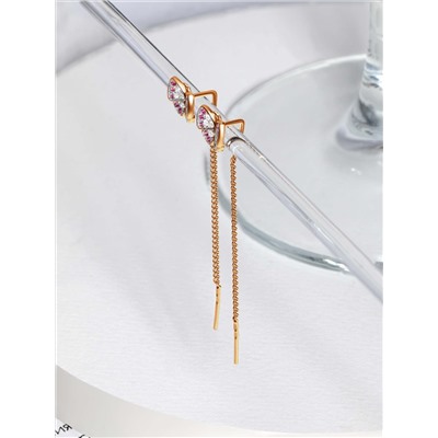 Серьги-продёвки из золочёного серебра с фианитами и родированием - Бабочки с-00103з215