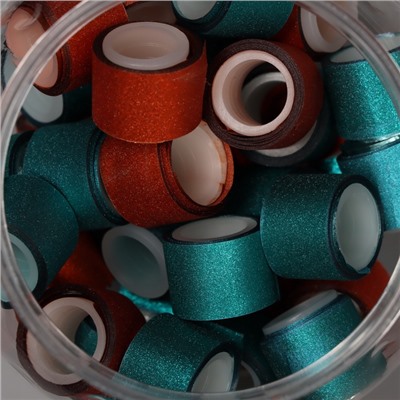 Клейкая лента пластик в банке «Глори. Оранж, морской», набор 40 шт., 1.2 см, дл.0.9 м, 7×7×9 см