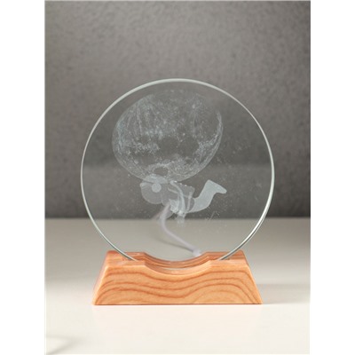 Световая фигурка стекло «Диск. Голограмма: Открытый космос», 5×LED, d=10 см, USB, 10×4×11.4 см