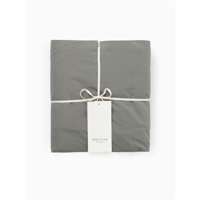 Простыня на резинке евро SL Home Cotton, 200×200+30 см, тёмно-зелёная, жатый хлопок