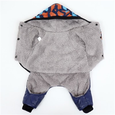 Комбинезон для собак«Камуфляж», размер XXL, ДС 40, ОШ 42, ОГ 54 см, на меховом подкладе, синий