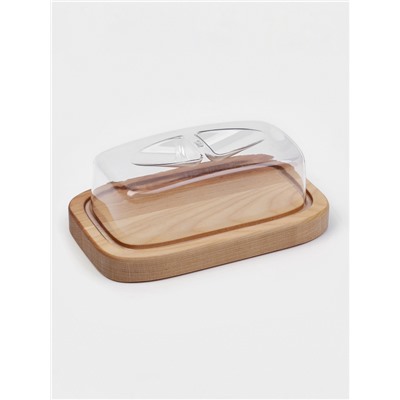 Маслёнка - сырница деревянная с крышкой Adelica, 17×11×6.5 см, берёза