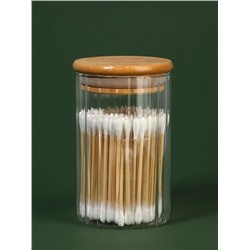 Органайзер для хранения ватных палочек BAMBOO, ребристый, с крышкой, d=6.5×10 см, прозрачный