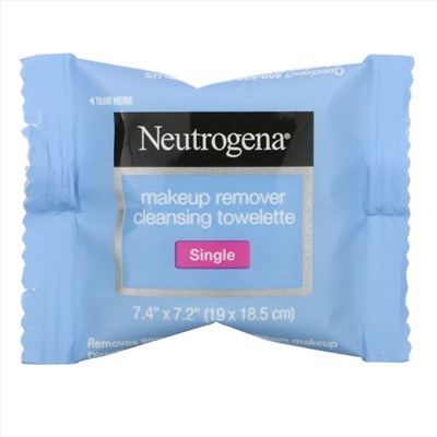 Neutrogena,  очищающие салфетки для снятия макияжа, одиночные, 20 влажных салфеток