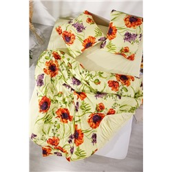 КПБ Маки поплин 2 сп с Евро (простыня на резинке)