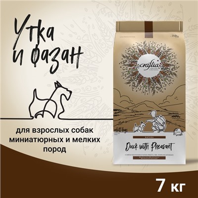 Сухой корм CRAFTIA NATURA для взрослых собак миниатюрных и мелких пород из утки с фазаном 7 кг 109