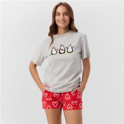 Пижама новогодняя женская (футболка, шорты) KAFTAN Love, размер 52-54