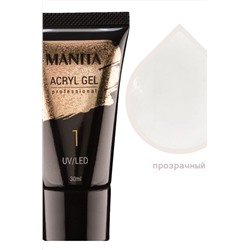 Manita Professional Акриловый гель для моделирования ногтей №01, прозрачный, 30 мл KRISTALLER, 1111953