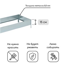 Грядка оцинкованная, 195×50×15 см, Greengo