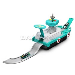 Катер в комплекте с машиной, зеленый, в коробке