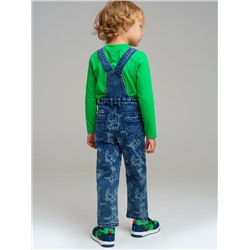 Полукомбинезон текстильный джинсовый утепленный флисом для мальчиков