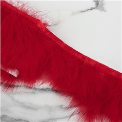 Тесьма с перьями марабу, 8-10 см, 5±0.5 м, красная