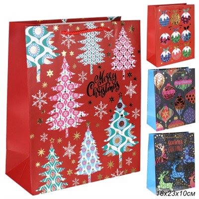 Пакет подарочный 18x23x10см / 5380M /уп 12/720/Новый год