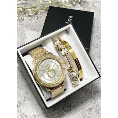 Подарочный набор для женщин часы, 2 браслета + коробка #22852958