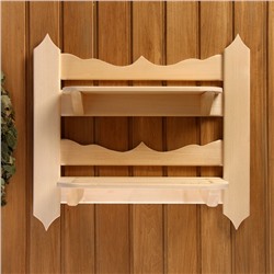 Полка для бани и сауны «Резная», 54×48×14 см, настенная, деревянная, 2 секции, «Добропаровъ»