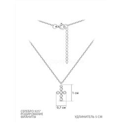Колье из серебра с фианитами родированное - Удлинитель 5 см 925 пробы 441-10-407р