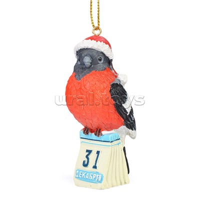 Полирезиновая подвеска "Снегирь с календариком" 4*8см.