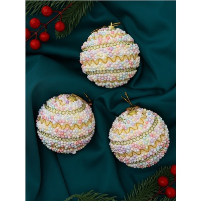 Ёлочные игрушки «Абель галант», шары новогодние, d=8 см, 3 шт., колор