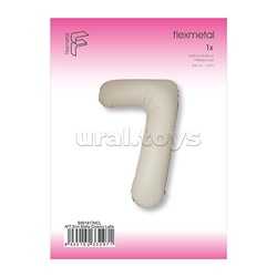 Шар (40''/102 см) Цифра, 7 Slim, Кремовый Латте, Матовый, 1 шт. в уп.