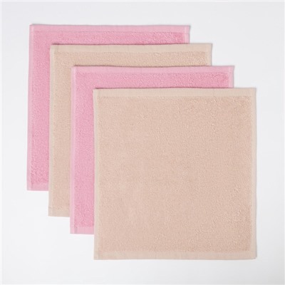 Салфетки махровые декоративные «Этель» Love, 4 шт., 30×30 см, хлопок 100%, розовые/бежевые