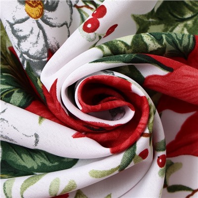 Комплект штор для кухни с подхватами «Доляна. Рождественские цветы», 2 шт., белые, 145×180 см