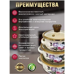 Набор эмалированных кастрюль с крышками З #22936292